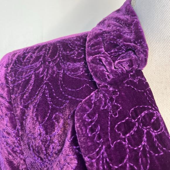 Bandolino Velvet Embroidered Blazer Jacket Women's Size 10 Purple Boho Peasant - Picture 4 of 8